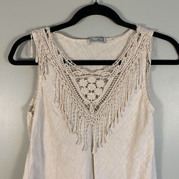 Elena Baldi linen sleeveless blouse with lace detailing size woman’s small - Picture 2 of 8